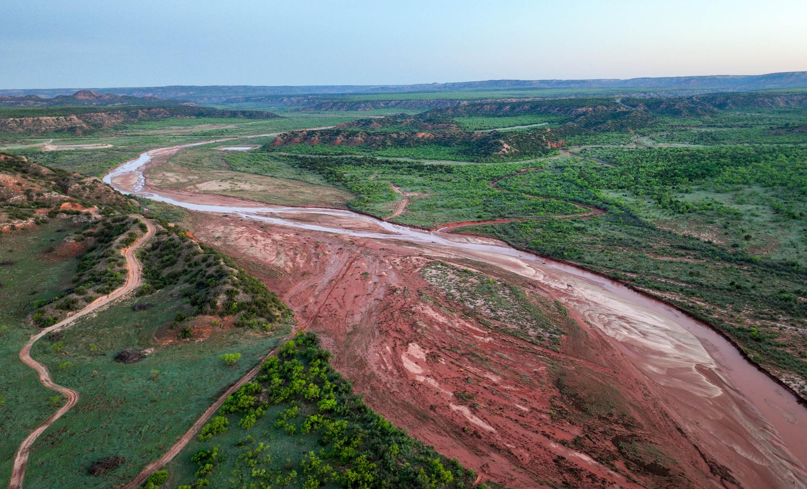 River corridor and ranch roads through Palo Duro Canyon