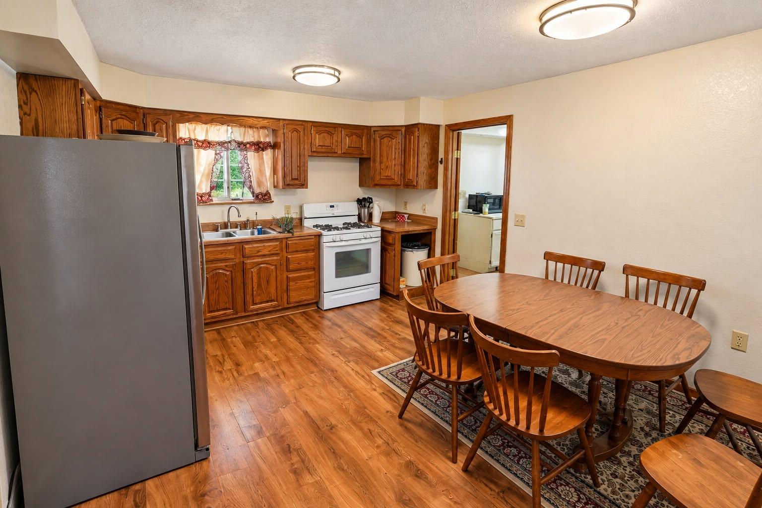 Cabin kitchen and dining area