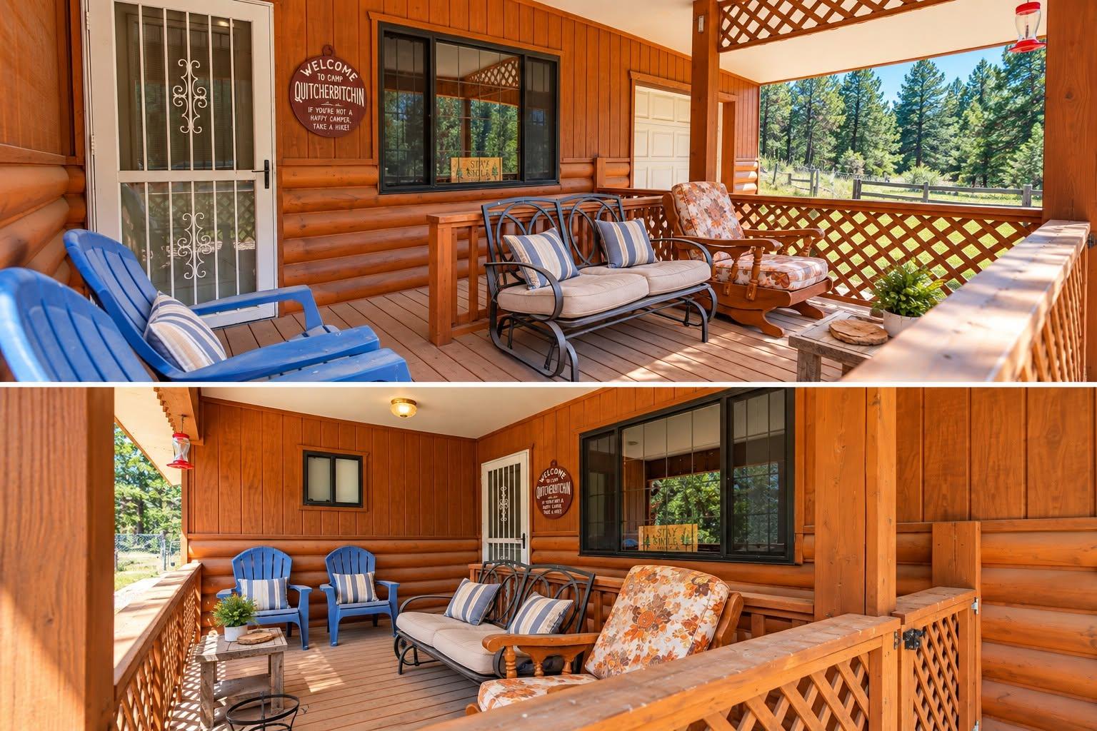 Covered porch seating photo collage